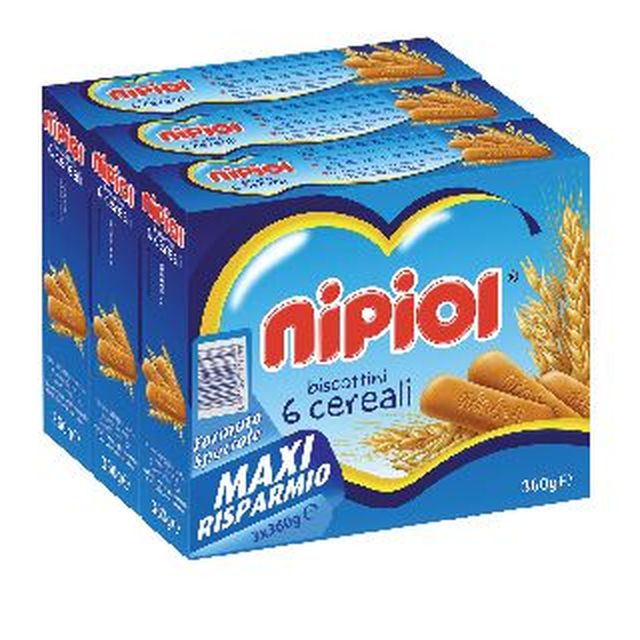 BISCOTTI NIPIOL AI 6 CEREALI 3x360g